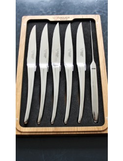 6 Laguiole En Aubrac blankt stainless steel steakknive - Monobloc